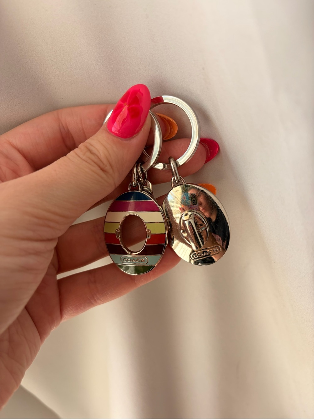 Coach Legacy Stripe Turnlock valet keychain 🌈✨ - Picture 3 of 3